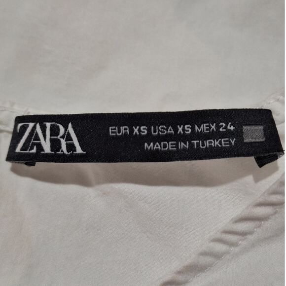 Zara Crop Top Women XS White Ruffled Keyhole Coastal Cowgirl Boho Western Beachy - Picture 2 of 7